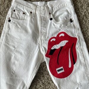Custom made Levi’s denim Jeans with Graphic Tongue Print size 24 waist